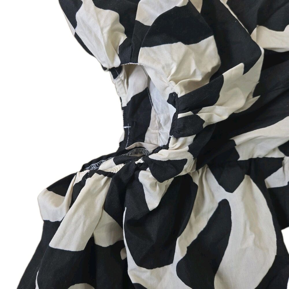 Abercrombie Fitch One Shoulder Cutout Maxi Dress Pockets NWOT M Black White - Picture 5 of 16